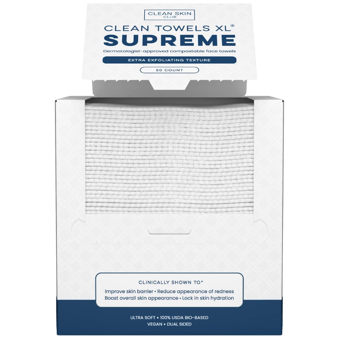 Clean Skin Club front packaging showing 50-count pack and product benefits