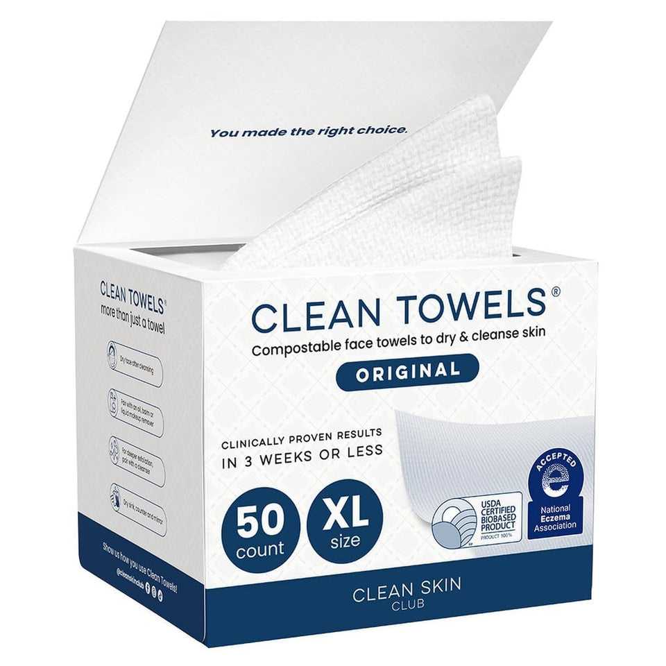 Clean Skin Club front packaging showing 50-count convenience