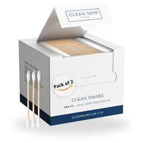 Clean Skin Club front packaging showing 2-pack and 1000 count for long-lasting supply