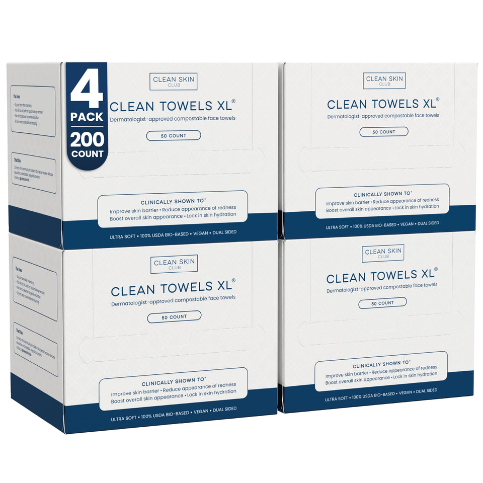 CLEAN SKIN CLUB front packaging showing 4-pack and 200 count for easy restocking