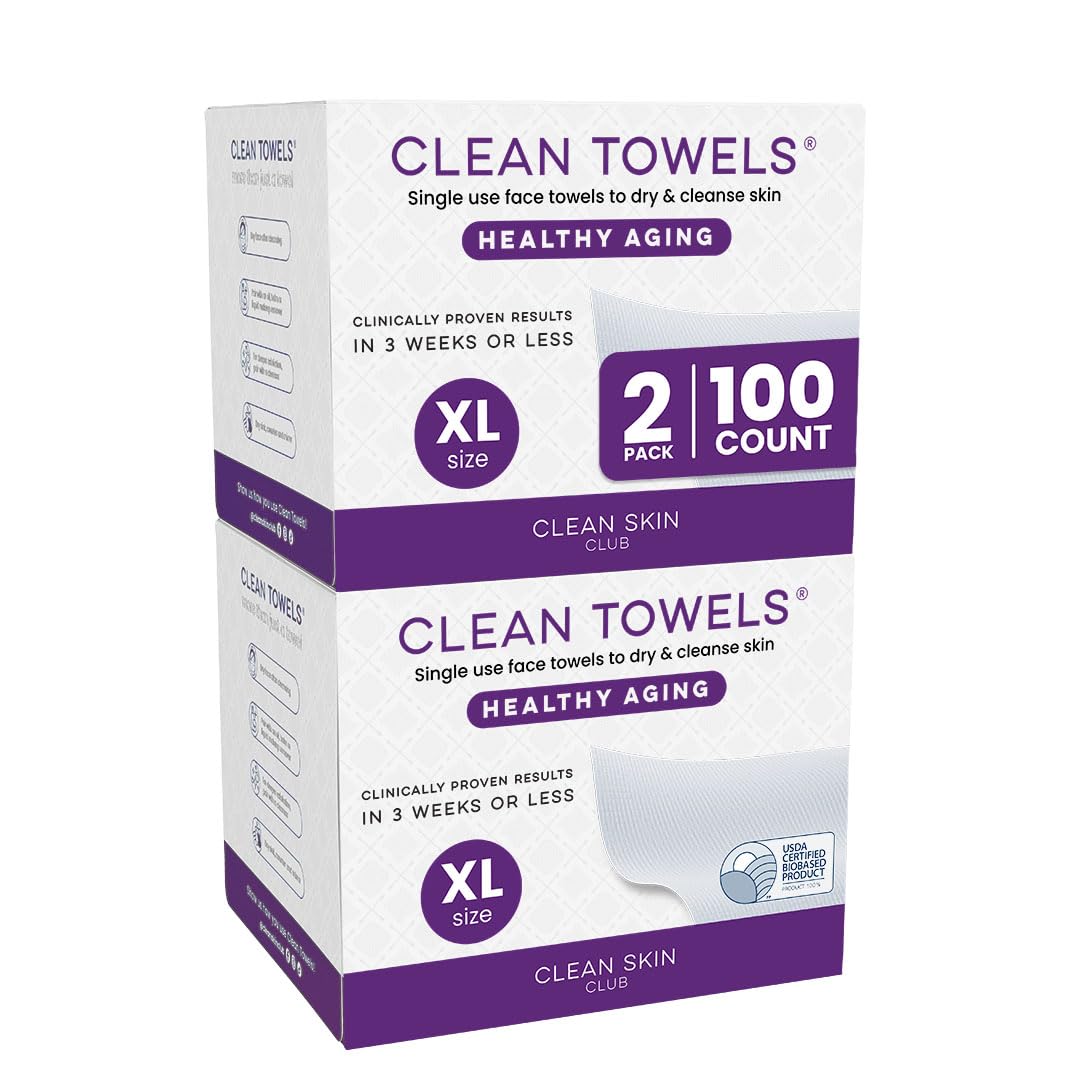 CLEAN SKIN CLUB front packaging showing 2-pack convenience and 100 towels