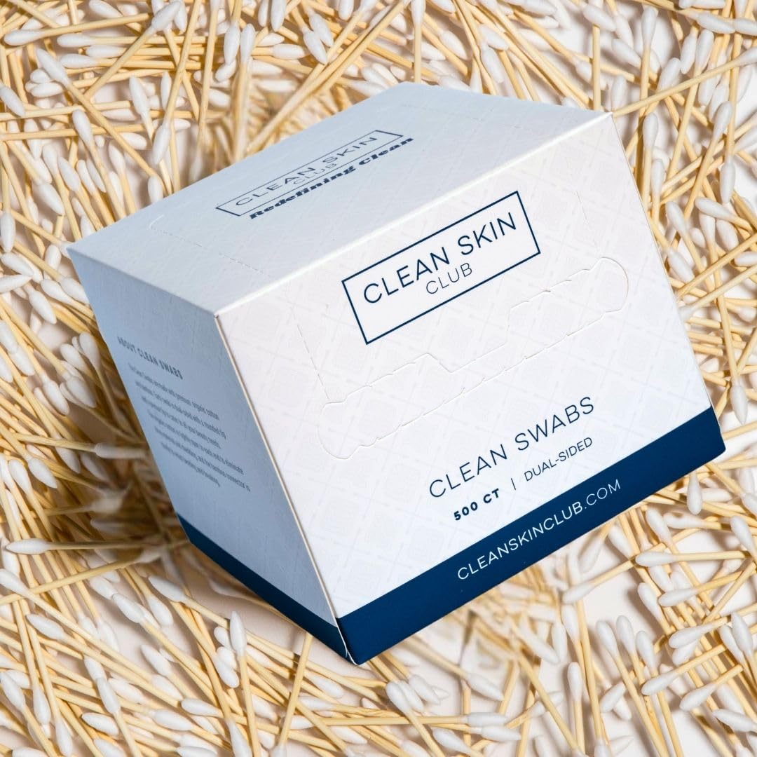 Clean Skin Club swab used on eyelid demonstrating precise makeup correction benefit