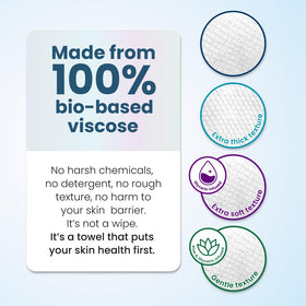 CLEAN SKIN CLUB towel in hand removing makeup for hygienic, single-use convenience