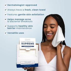Clean Skin Club on bathroom counter implying travel-friendly, hygienic use