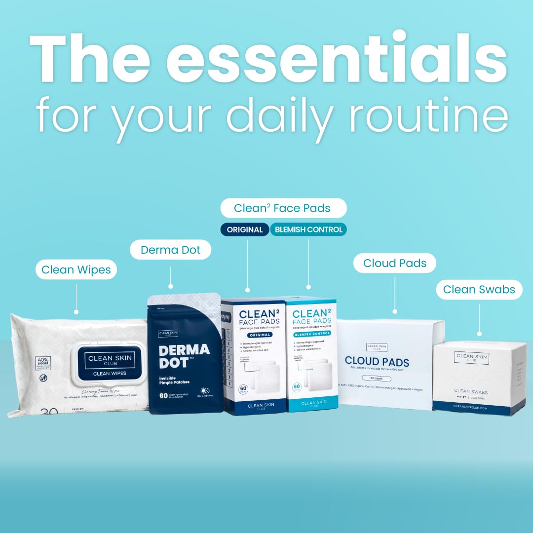 Clean Skin Club pads on bathroom counter during a simple skincare routine