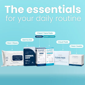 Clean Skin Club pads on bathroom counter during a simple skincare routine