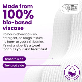 CLEAN SKIN CLUB towel removing makeup demonstrating gentle effective cleansing