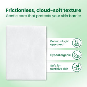 Clean Skin Club pad size comparison with hand showing larger coverage advantage