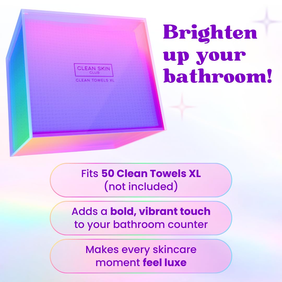 CLEAN SKIN CLUB prism box with lid open demonstrating easy one-handed access convenience