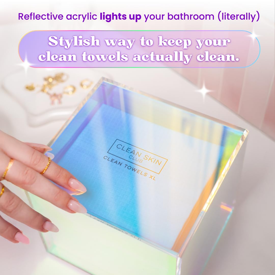 CLEAN SKIN CLUB prism box interior with Clean Towels XL stacked for dust-free protection