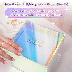 CLEAN SKIN CLUB prism box interior with Clean Towels XL stacked for dust-free protection