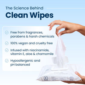 CLEAN SKIN CLUB soft wipe surface detail for soothing, non-irritating cleanse
