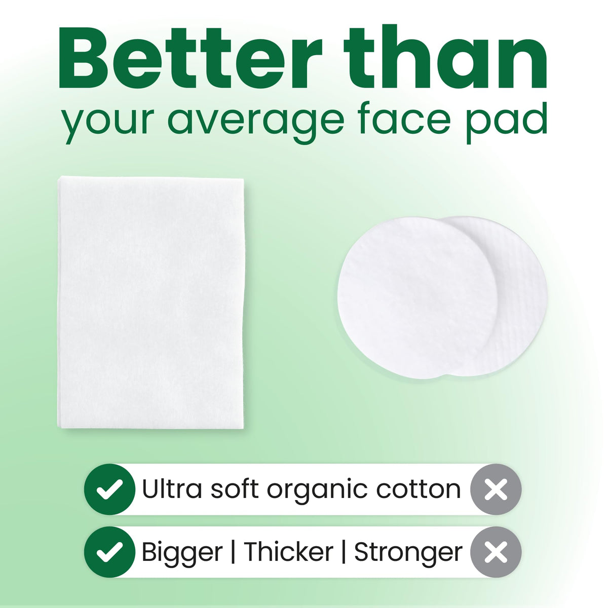 Clean Skin Club stacked pads showing thicker edges for increased durability
