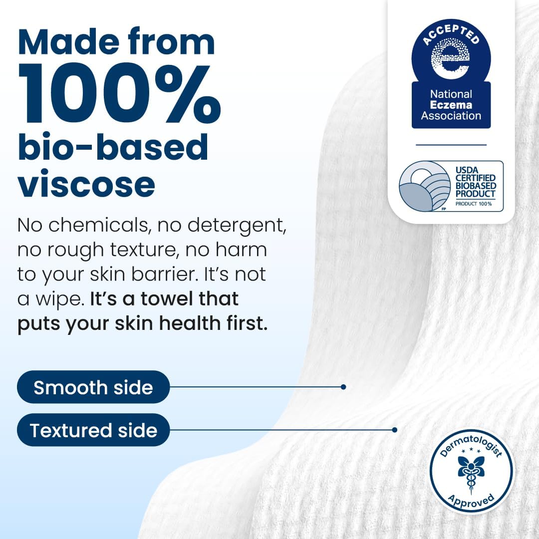 Clean Skin Club stacked towels showing single-use convenience and hygiene