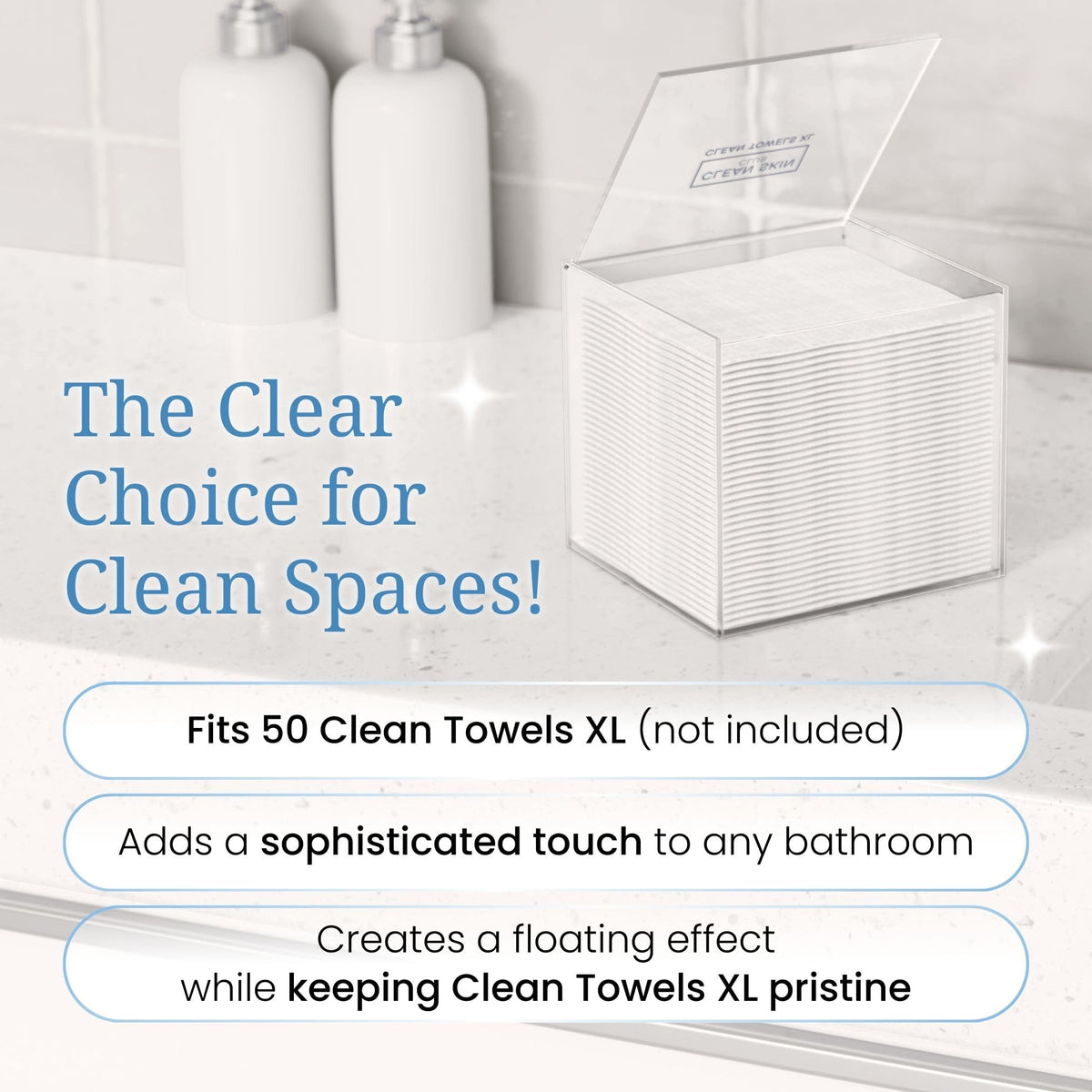CLEAN SKIN CLUB top opening view highlighting easy one-handed dispensing