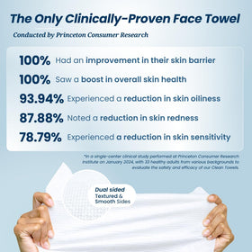 Clean Skin Club towel unfolded to show size and soft, non-abrasive surface