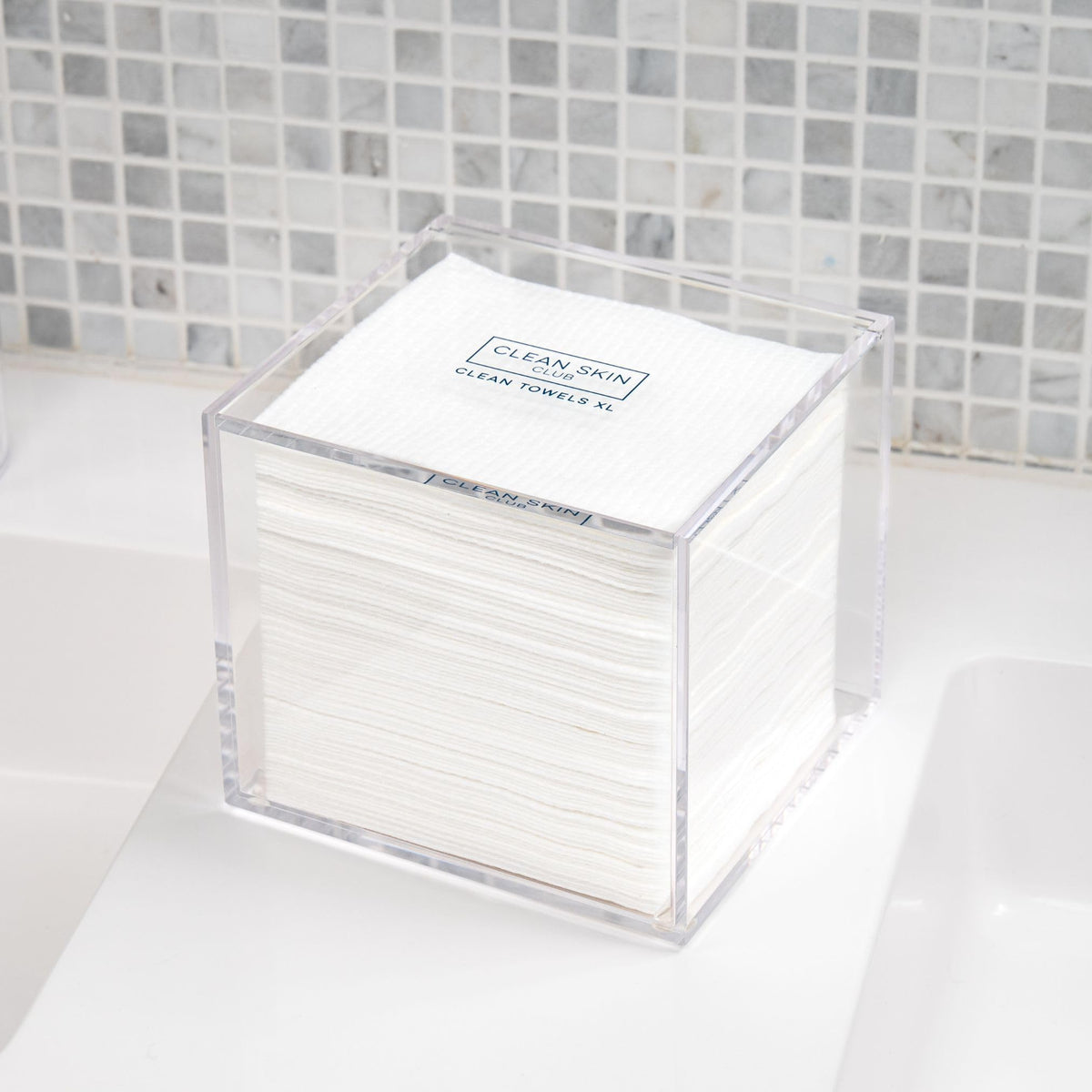 CLEAN SKIN CLUB with towels visible demonstrating organized supply monitoring