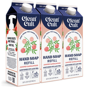Cleancult front packaging showing juniper sandalwood scent and eco benefit