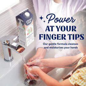 Cleancult pouring refill into dispenser demonstrating easy refill