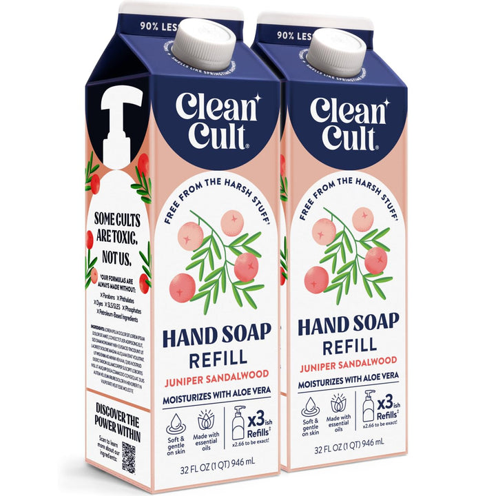 Cleancult front packaging showing refill pouch and scent benefits