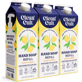 Cleancult front packaging showing lemon verbena refills and eco benefit