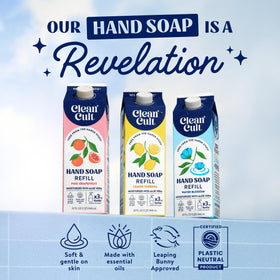 Cleancult hand lathering with lemon verbena soap for softer, moisturized skin