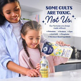 Cleancult label closeup showing aloe and essential oil ingredients