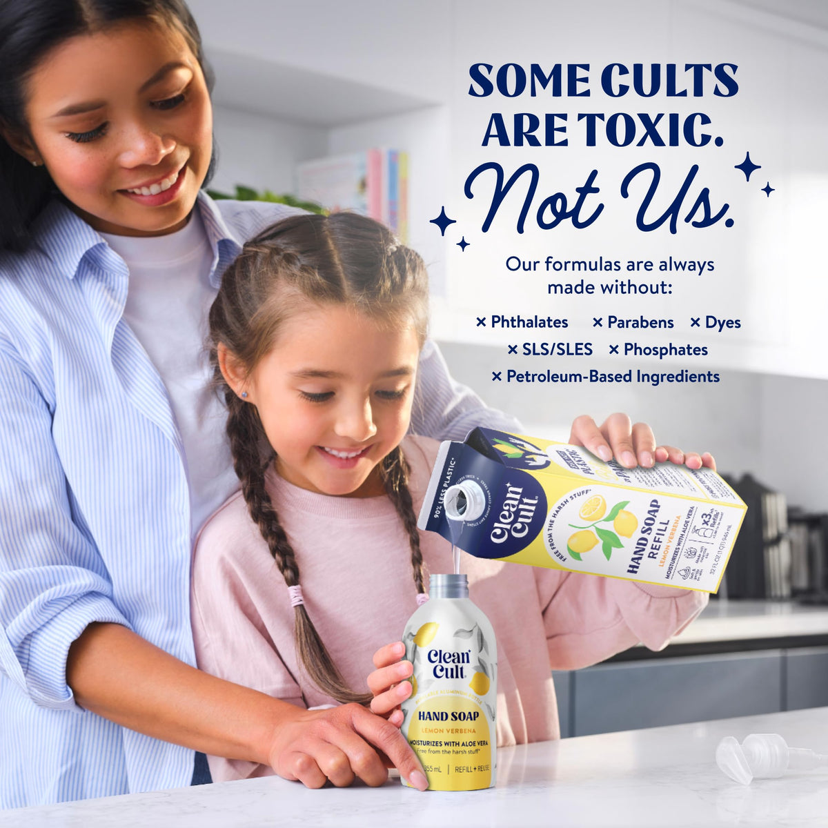 Cleancult label details and ingredients list emphasizing aloe vera and essential oils