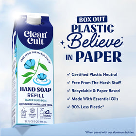 Cleancult paper-based pouch close-up texture highlighting low-plastic design