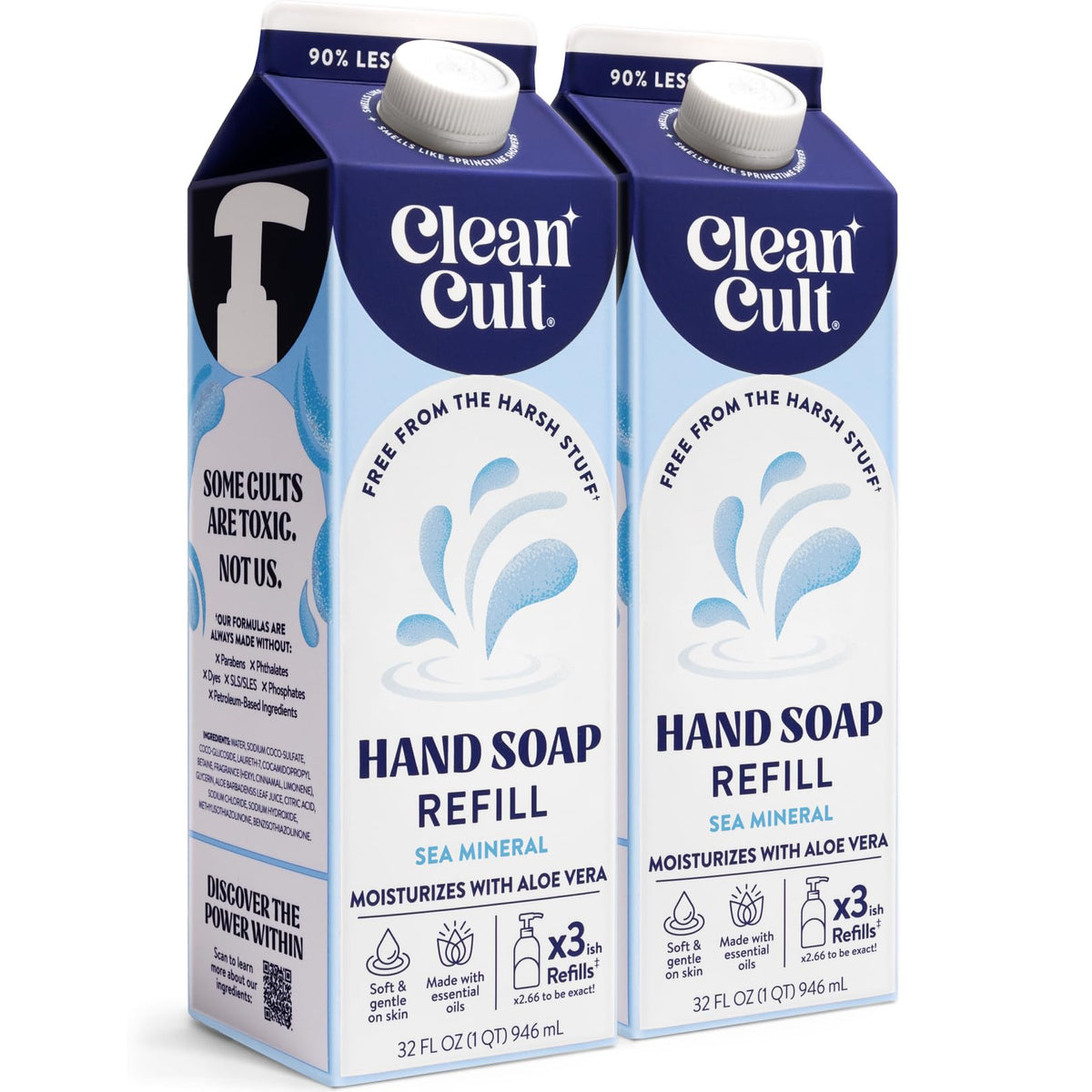 Cleancult front packaging showing sea minerals refill and eco benefits