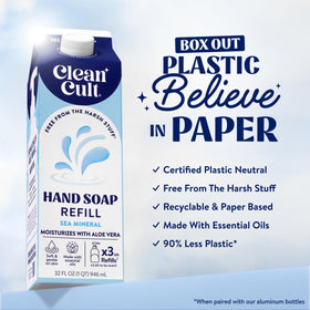 Cleancult pouring refill pouch into dispenser for easy refill