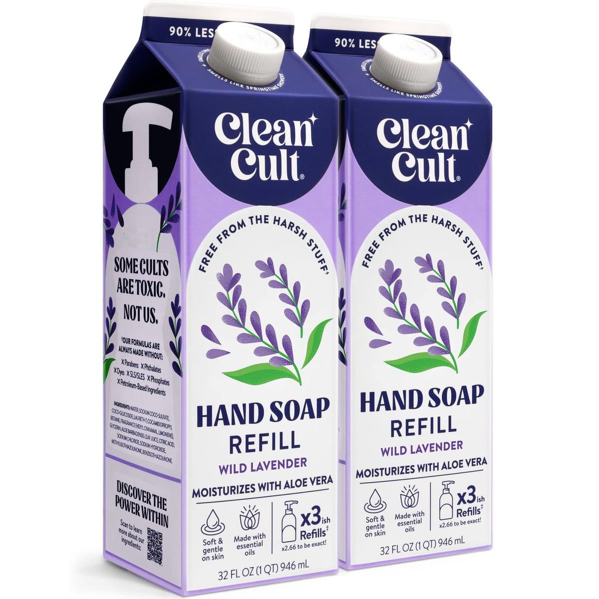 Cleancult wild lavender front packaging showing eco-friendly refill benefits