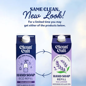 Cleancult wild lavender paper-based carton detail emphasizing reduced plastic
