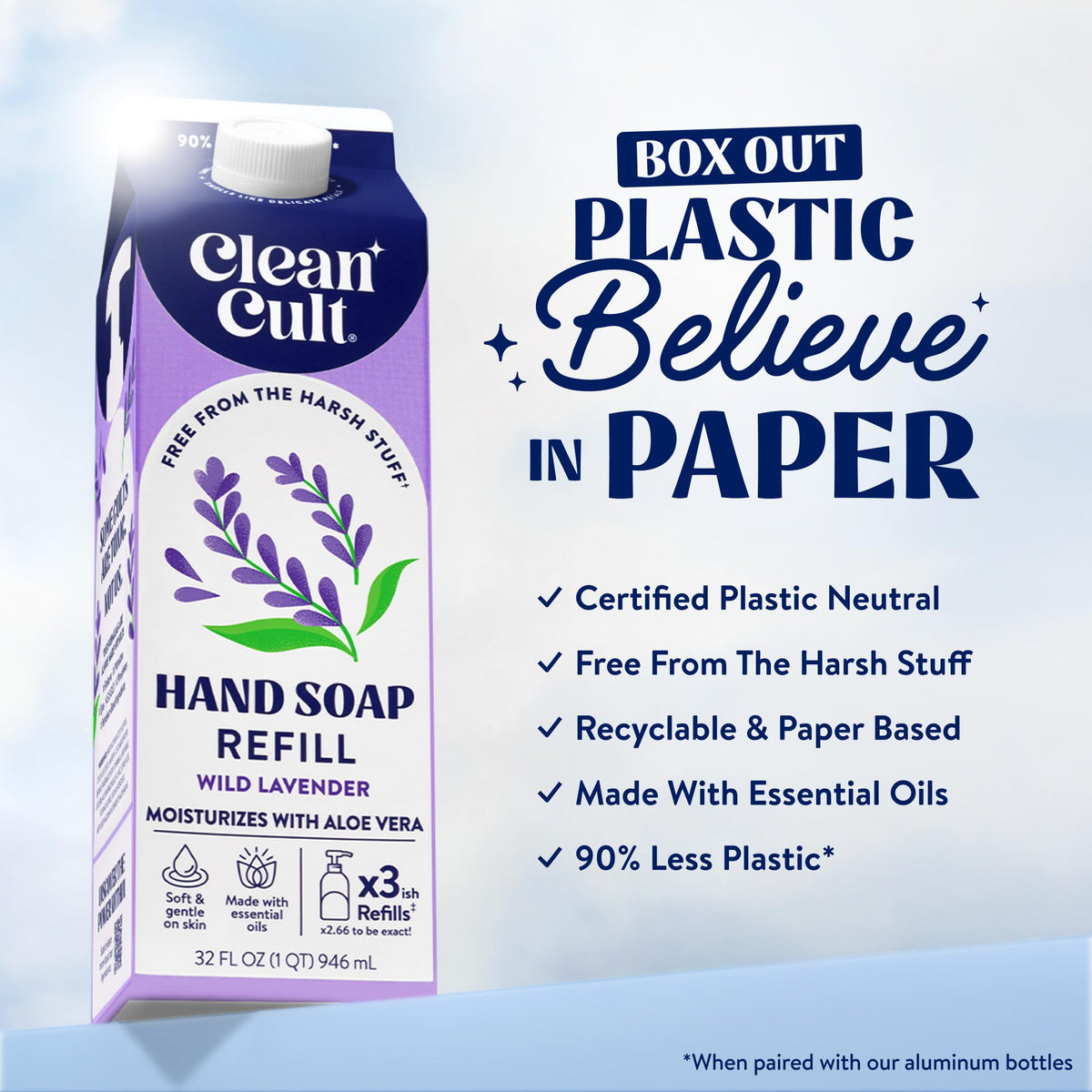 Cleancult paper container detail highlighting recyclable packaging advantage