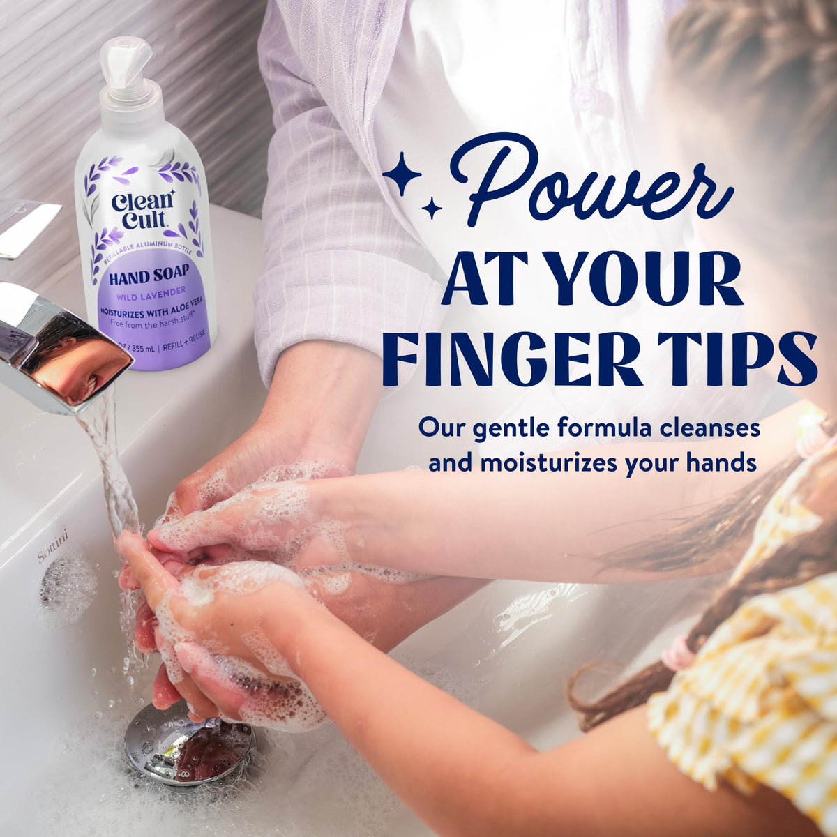 Cleancult pump-dispensed hand soap texture, gentle lather that hydrates skin