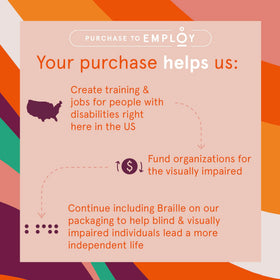 Cleanlogic packaging with Braille indicating accessible design and mission support