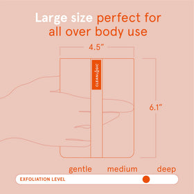 Cleanlogic scrubber lathering with body wash showing effective exfoliation