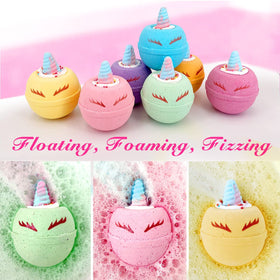 Clear and Fresh bath bomb dissolving in tub showing colorful foam and calming scent release