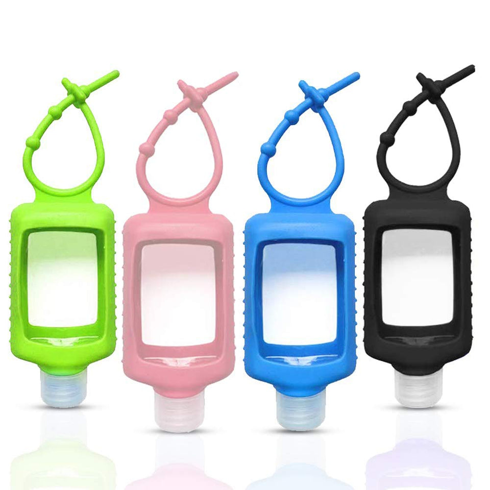 clear squeeze bottle with silicone sleeve showing leakproof cap and easy carry