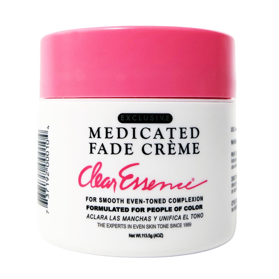 Clear Essence front jar showing product label and benefit of evening skin tone