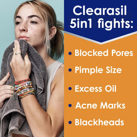 Clearasil open tub with stacked cleansing pads ready for use