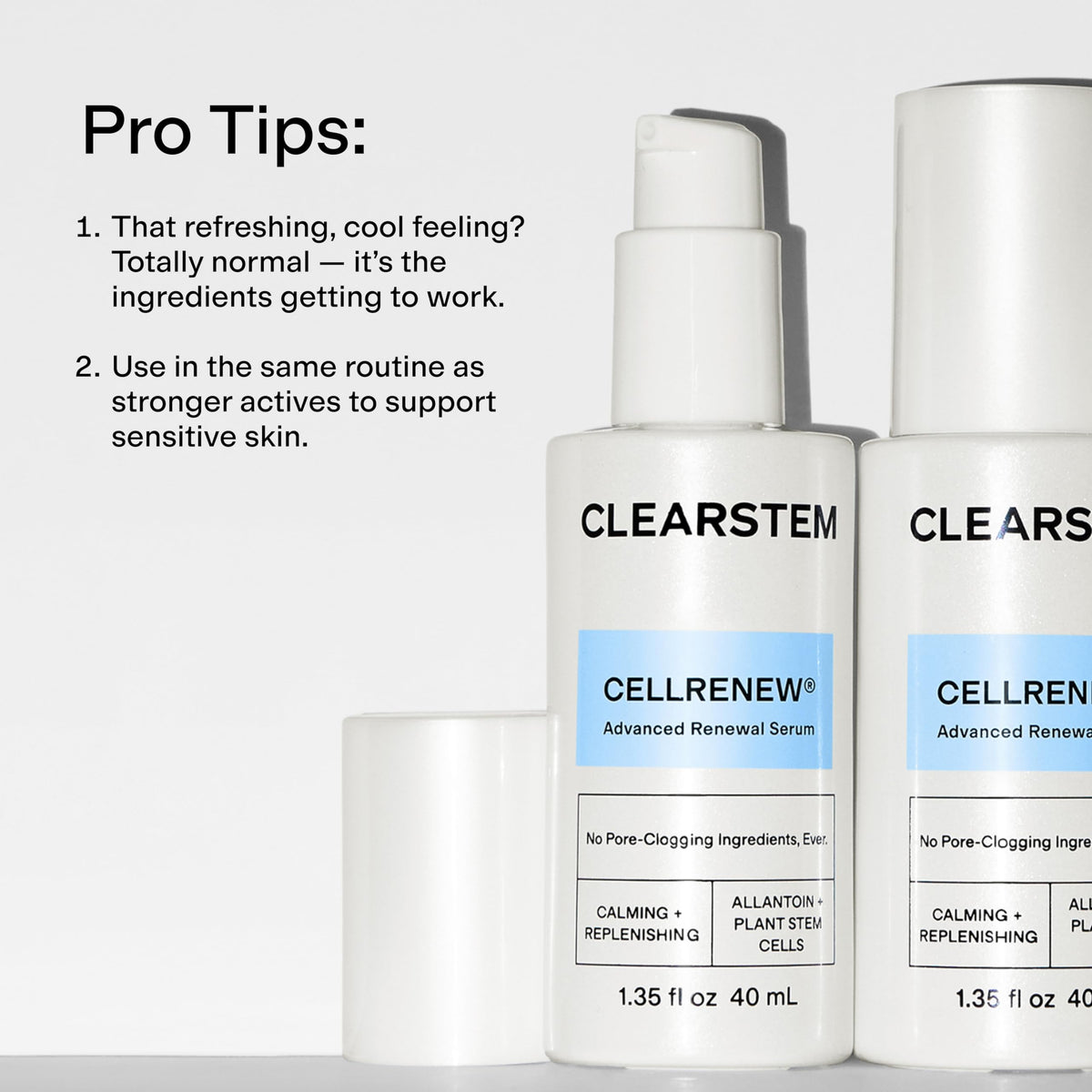 CLEARSTEM applied to neck and lips illustrating safe multi-area use