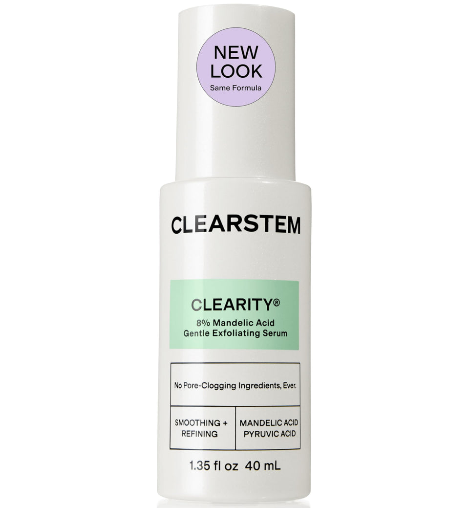 CLEARSTEM CLEARITY front packaging showing bottle and label, highlights blackhead solution