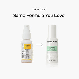 CLEARSTEM CLEARITY in a nighttime skincare setup, conveys evening exfoliation ritual