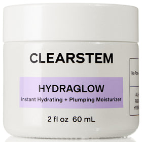 CLEARSTEM front packaging of HYDRAGLOW moisturizer showing bottle and brand benefit