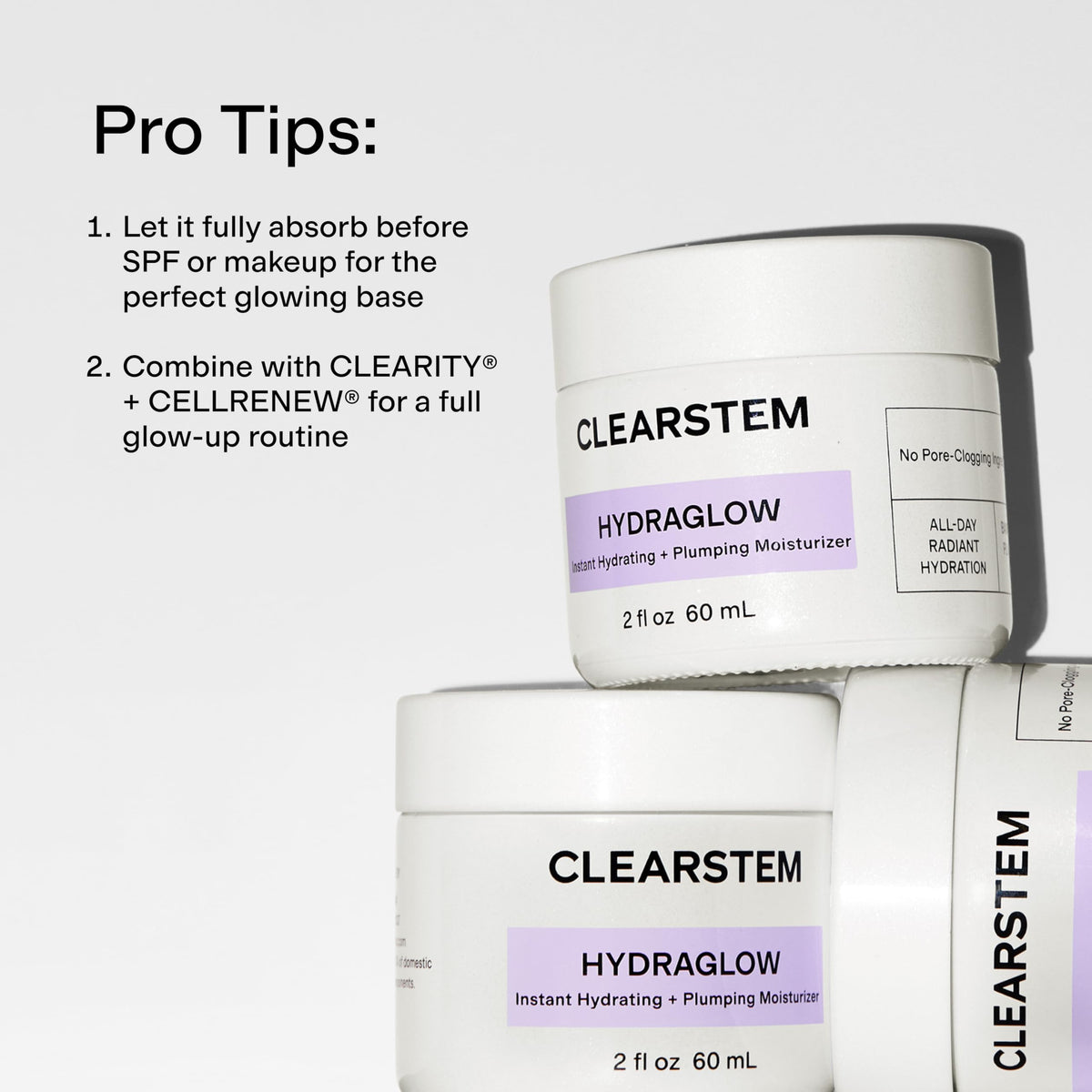CLEARSTEM squalane oil drop on skin demonstrating hydration without greasiness