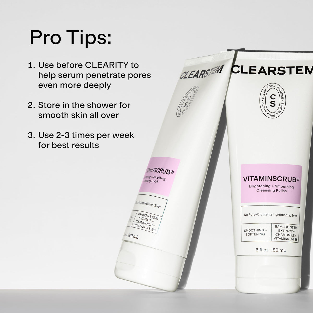CLEARSTEM being applied to face demonstrating gentle exfoliation