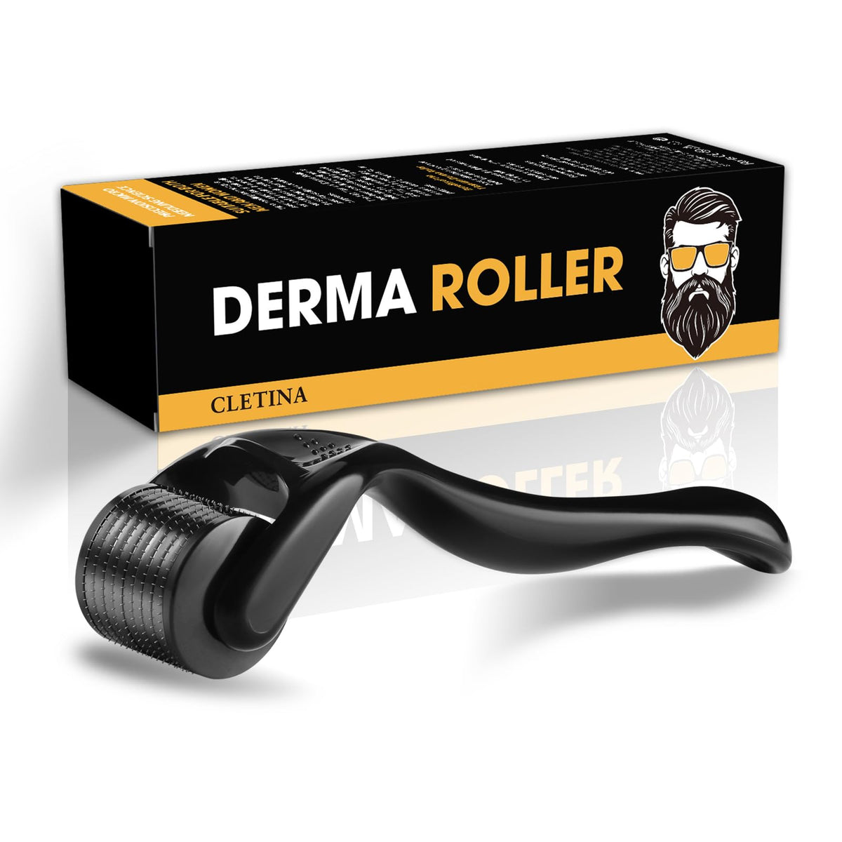 CLETINA derma roller front view showing compact design and 540 needles for efficient coverage