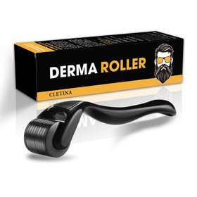 CLETINA derma roller front view showing compact head and ergonomic handle benefits easy control