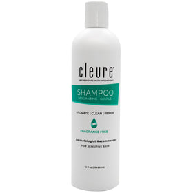Cleure front packaging showing clean shampoo bottle and clear benefits